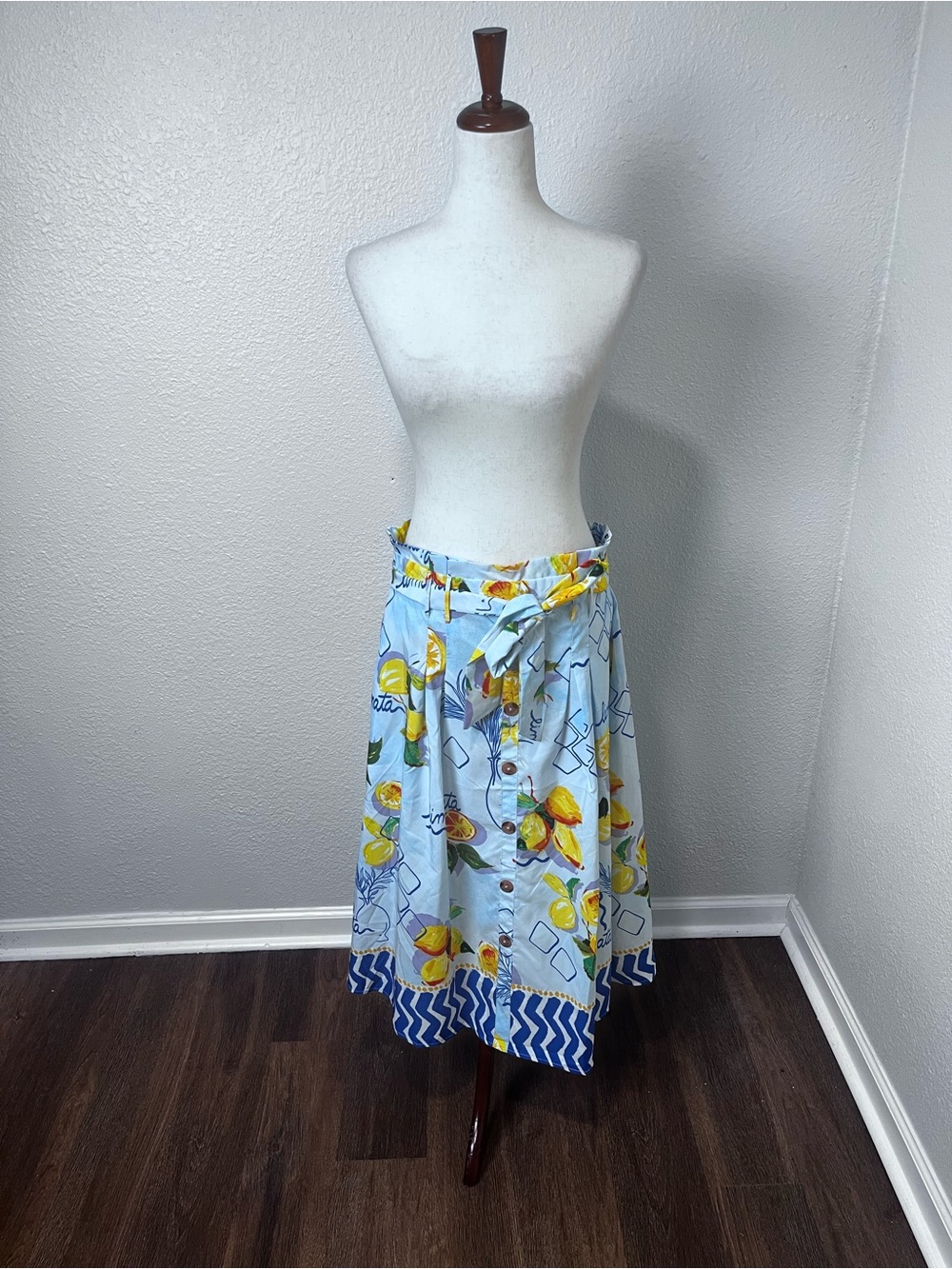 Her Destiny Silk Lemon Midi Skirt Size Large